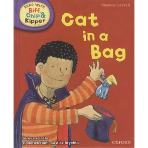 Cat In A Bag - Read With Biff, Chip and Kipper is the UK's best-selling home reading series. It is based on Oxford Reading Tree which is used in 80% of primary schools. Read With Biff, Chip and Kipper Level 2 Phonics storybooks have been specially written to allow children to practise their letters and sounds as they do at school. Fun plots, familiar characters and carefully levelled text create the perfect combination to build children's confidence and enjoyment of reading. Level 2 practises single letter sounds like 'f' and two letters that make one sound such as 'ff' and combining those sounds to read simple one and two syllable words. These sounds are introduced at Level 2: s a t p i n m d g o c k ck e u r h b f ff l ll ss j x y z zz. Each book includes two stories as well as practical tips and ideas for you to use when you reading with your child and fun activities. This series also provides essential support for parents through www.oxfordowl.co.uk . Visit the Oxford Owl for practical advice, all you need to know about phonics and lots of fun activities and free eBooks. With plenty of support available inside the book and online phonics practice at home has never been so fun or so easy!