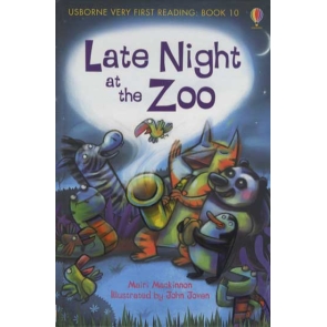 Late Night at the Zoo Mairi Mackinnon The tenth title in the brand new Usborne Very First Reading series designed for younger children to introduce them to reading together with their parents.Age 4+ A captivating story to inspire beginner readers. Based on the principles of synthetic phonics, supports the "Letters and Sounds" programme used in thousands of UK primary schools. Child reads with an adult's support, and gains practice reading the split digraph or "magic e" pattern (as in late, time, home). Fun puzzles test understanding, and provide opportunities for discussion and further reading practice.