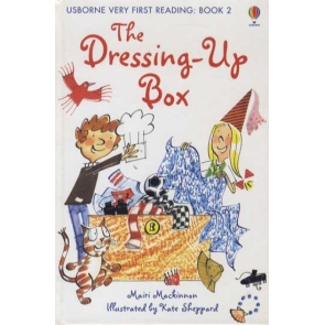 ​The Dressing-up Box Mairi Mackinnon The second title in the new Usborne Very First Reading series, designed for younger children to introduce them to reading together with their parents. Age 4+ An appealing story to inspire very beginner readers. Based on the principles of synthetic phonics, supports the "Letters and Sounds" programme used in thousands of UK primary schools. Adult and child take turns to read, and the child's text uses only the letters s a t p i n m d plus new letters g o c k ck e u r. Fun puzzles test understanding, and provide opportunities for discussion and further reading practice.