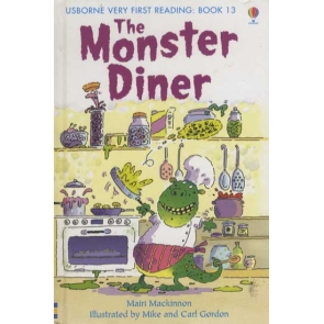 The Monster Diner Mairi Mackinnon The Monster Diner is the thirteenth title in the new Usborne Very First Reading series, designed for younger children to introduce them to reading together with their parents. Age 4+ A hilarious story to inspire beginner readers. Based on the principles of synthetic phonics, supports the "Letters and Sounds" programme used in thousands of UK primary schools. Child reads with an adult's support, and gains practice reading vowel sounds pronounced in different ways. Fun puzzles test understanding, and provide opportunities for discussion and further reading practice.