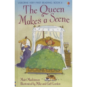 The Queen Makes a Scene Mairi Mackinnon The Queen wakes up in the middle of a night with a mysterious pain. The sixth title in the new Usborne Very First Reading series, designed for younger children to introduce them to reading together with their parents. Age 4+ A hilarious story to inspire very beginner readers. Based on the principles of synthetic phonics, supports the "Letters and Sounds" programme used in thousands of UK primary schools. Adult and child take turns to read, and the child's text introduces the important letter-combinations of the vowel sounds ai ee igh oaoo (as in "book" and also in "moon"). Fun puzzles test understanding, and provide opportunities for discussion and further reading practice.