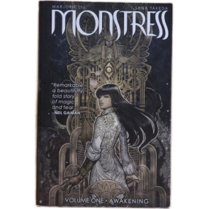 Monstress 1 Awakening - Volume One Marjorie Liu "Set in an alternate world of art deco beauty and steampunk horror, Monstress tells the epic story of Maika Halfwolf, a teenage survivor of a cataclysmic war between humans and their hated enemies, the Arcanics.