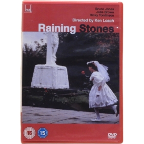 Raining Stones Bruce Jones Proud, though poor, Bob wants his little girl to have a beautiful (and costly) brand-new dress for her First Communion. His stubbornness and determination get him into trouble as he turns to more and more questionable measures, in his desperation to raise the needed money.